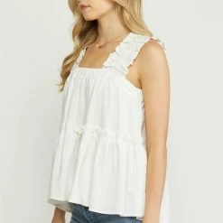 Purple Door Boutique Sunshine Wishes Off White Tiered Top