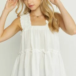Purple Door Boutique Sunshine Wishes Off White Tiered Top