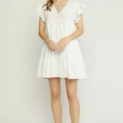 Purple Door Boutique Favored Off White Babydoll Dress