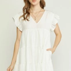 Purple Door Boutique Favored Off White Babydoll Dress