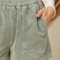 Purple Door Boutique Ladies' Perfect Match Olive Corduroy Shorts