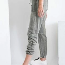 Purple Door Boutique Faded Olive Terry Knit Joggers