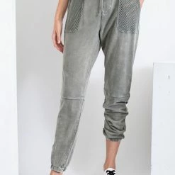 Purple Door Boutique Faded Olive Terry Knit Joggers