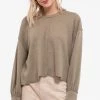 Purple Door Boutique Ladies' Olive Relaxed Ribbed Knit Top