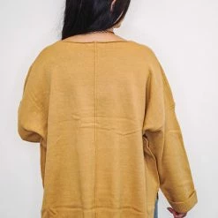 The Purple Door Boutique Brushed Yarn Knitted Mustard Sweater New Arrivals