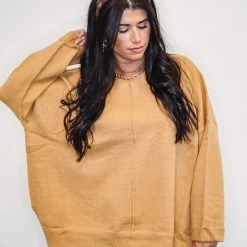 The Purple Door Boutique Brushed Yarn Knitted Mustard Sweater New Arrivals