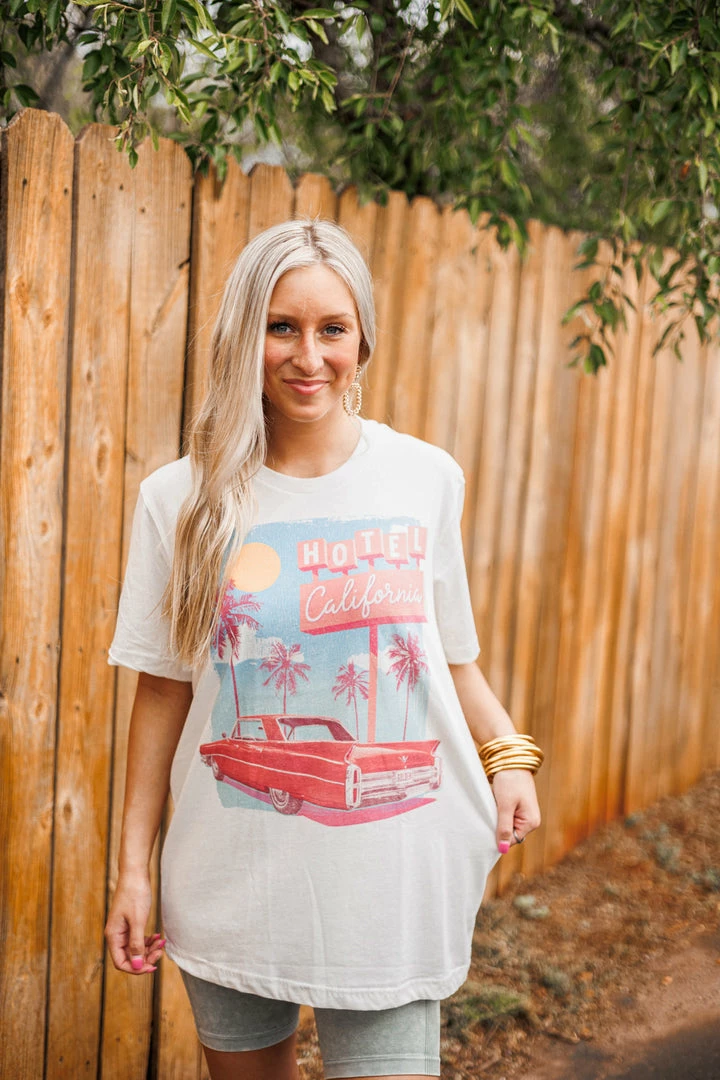 Purple Door Boutique New Arrivals Vintage White Hotel California Tee 4 Purple Door Boutique New Arrivals Vintage White Hotel California Tee