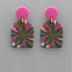 Purple Door Boutique Palm Leaves Fuchsia Earrings