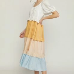 Purple Door Boutique Prettiest Pastels Colorblock Midi Dress