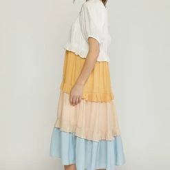 Purple Door Boutique Prettiest Pastels Colorblock Midi Dress