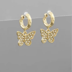 Purple Door Boutique Pave Butterfly Huggie Hoop Earrings