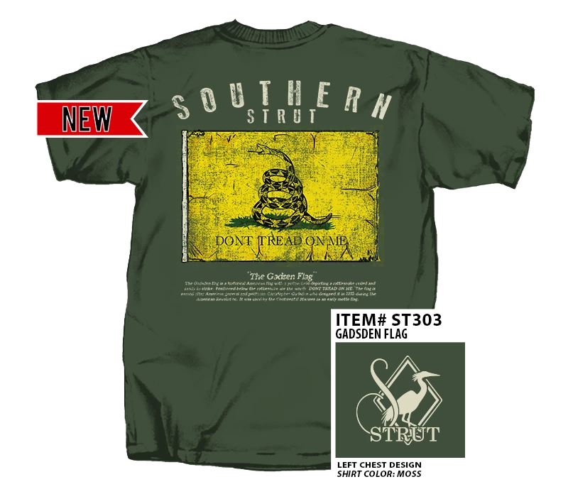 T-Shirts Southern Strut 'Gadsen Flag' Short Sleeve - Moss 1 T-Shirts Southern Strut 'Gadsen Flag' Short Sleeve - Moss