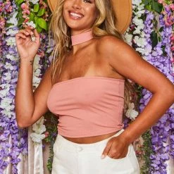 The Purple Door Boutique Racerback Choker Peach Top Ladies'