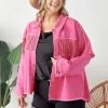 Purple Door Boutique Rhinestone Fringe Hot Pink Twill Jacket