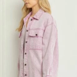 Purple Door Boutique Trendy Soul Pink Denim Jacket