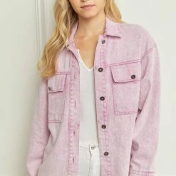 Purple Door Boutique Trendy Soul Pink Denim Jacket