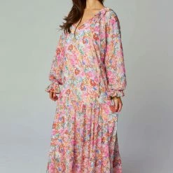 Buddy Love Greta Long Sleeve Maxi Dress Flower Patch