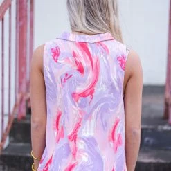 Purple Door Boutique Lavender Combo Cowl Neck Top Summer SALE