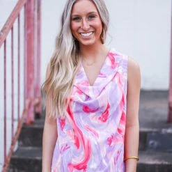 Purple Door Boutique Lavender Combo Cowl Neck Top Summer SALE