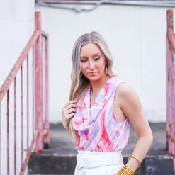 Purple Door Boutique Lavender Combo Cowl Neck Top Summer SALE