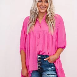 Purple Door Boutique Spring Fancy Pink Tunic Top New Arrivals