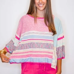 Purple Door Boutique Evening Sun Pink Colorblock Top New Arrivals