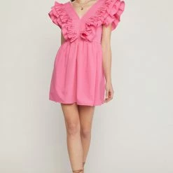 Purple Door Boutique New Arrivals Stolen Hearts Pink Ruffled Dress