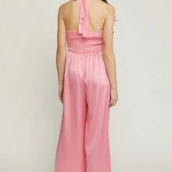 Purple Door Boutique Starstruck Pink Satin Jumpsuit New Arrivals