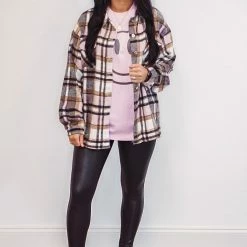 Purple Door Boutique Pink And White Plaid Shacket