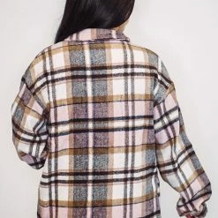 Purple Door Boutique Pink And White Plaid Shacket