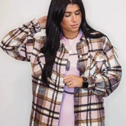 Purple Door Boutique Pink And White Plaid Shacket