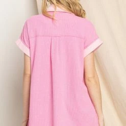 The Purple Door Boutique Sweet Impressions Pink Waffle Top New Arrivals