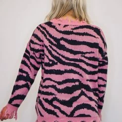 The Purple Door Boutique Ladies' The Pink Zebra Print Sweater 9 The Purple Door Boutique Ladies' The Pink Zebra Print Sweater