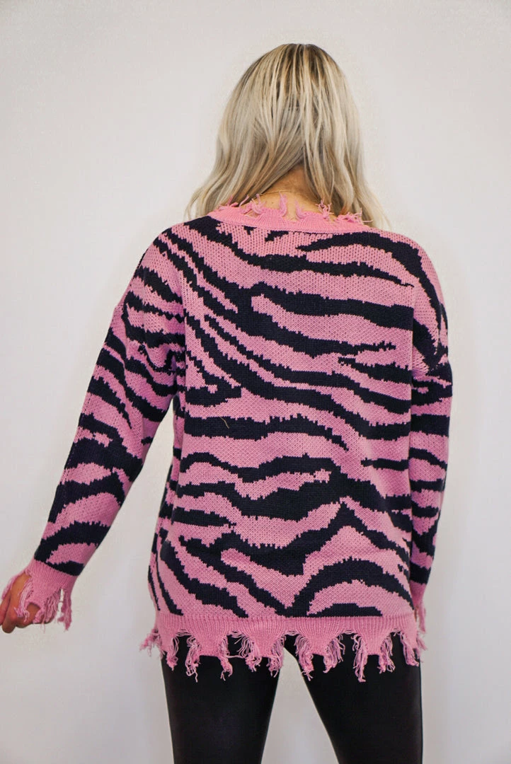 The Purple Door Boutique Ladies' The Pink Zebra Print Sweater 5 The Purple Door Boutique Ladies' The Pink Zebra Print Sweater