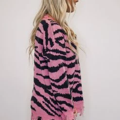 The Purple Door Boutique Ladies' The Pink Zebra Print Sweater 8 The Purple Door Boutique Ladies' The Pink Zebra Print Sweater