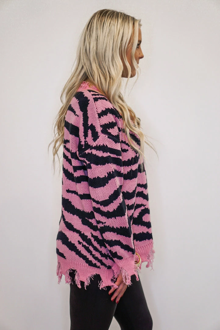 The Purple Door Boutique Ladies' The Pink Zebra Print Sweater 4 The Purple Door Boutique Ladies' The Pink Zebra Print Sweater