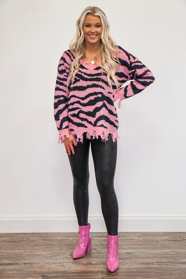 The Purple Door Boutique Ladies' The Pink Zebra Print Sweater 2 The Purple Door Boutique Ladies' The Pink Zebra Print Sweater