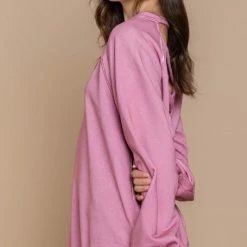 Purple Door Boutique Washed Plum Terry Pullover