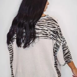 Purple Door Boutique New Arrivals Zebra Oversized Waffle Knit Top