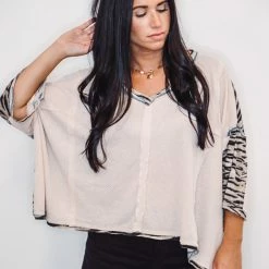 Purple Door Boutique New Arrivals Zebra Oversized Waffle Knit Top