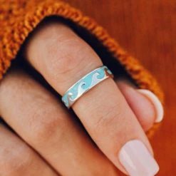 Jewelry Pura Vida Reversible Enamel Wave Ring Silver