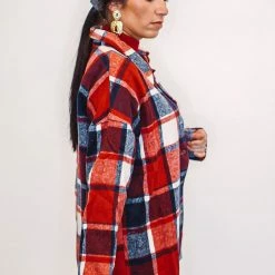 Purple Door Boutique Red And White Plaid Shacket