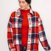Purple Door Boutique Red And White Plaid Shacket