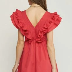 Purple Door Boutique New Arrivals Stolen Hearts Red Ruffled Dress