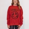 Purple Door Boutique Georgia Smiley Face Red Sweatshirt