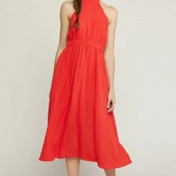 Purple Door Boutique Midnight Dance Red Midi Dress