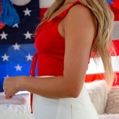 Purple Door Boutique Summer SALE Hottie Red Ruffle Bodysuit