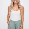 Purple Door Boutique Seaside Stroll Sage Linen Shorts New Arrivals