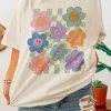 Purple Door Boutique Vintage White Smiley Flowers Tee New Arrivals