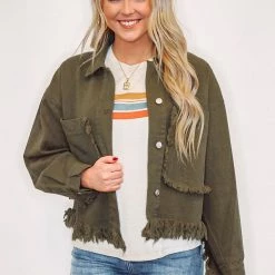 Purple Door Boutique New Arrivals North Woods Olive Denim Jacket